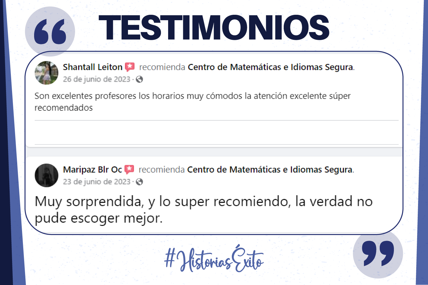 Testimonios inglés