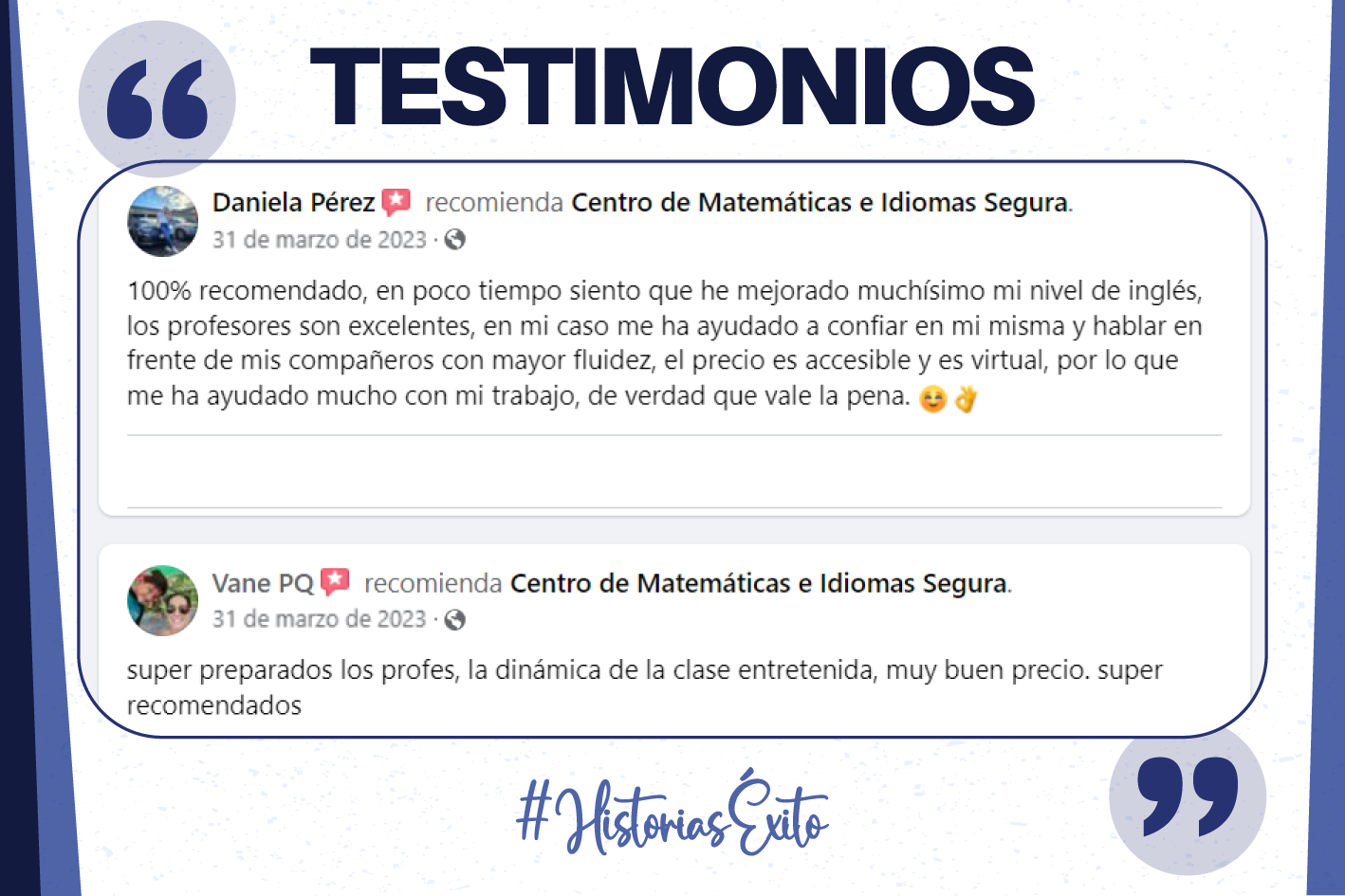 Testimonios inglés