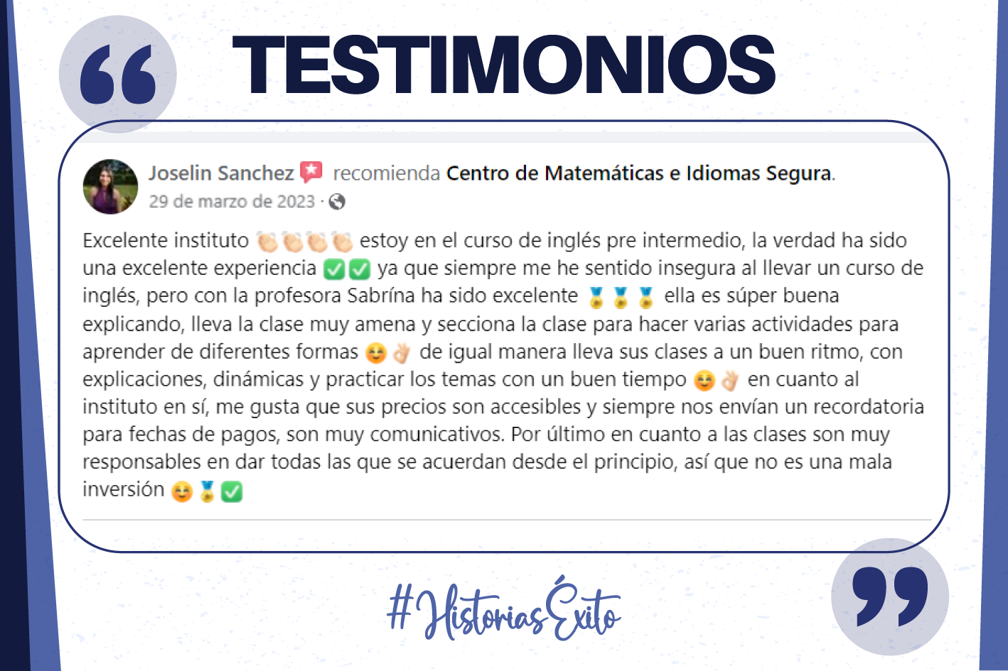 Testimonios inglés