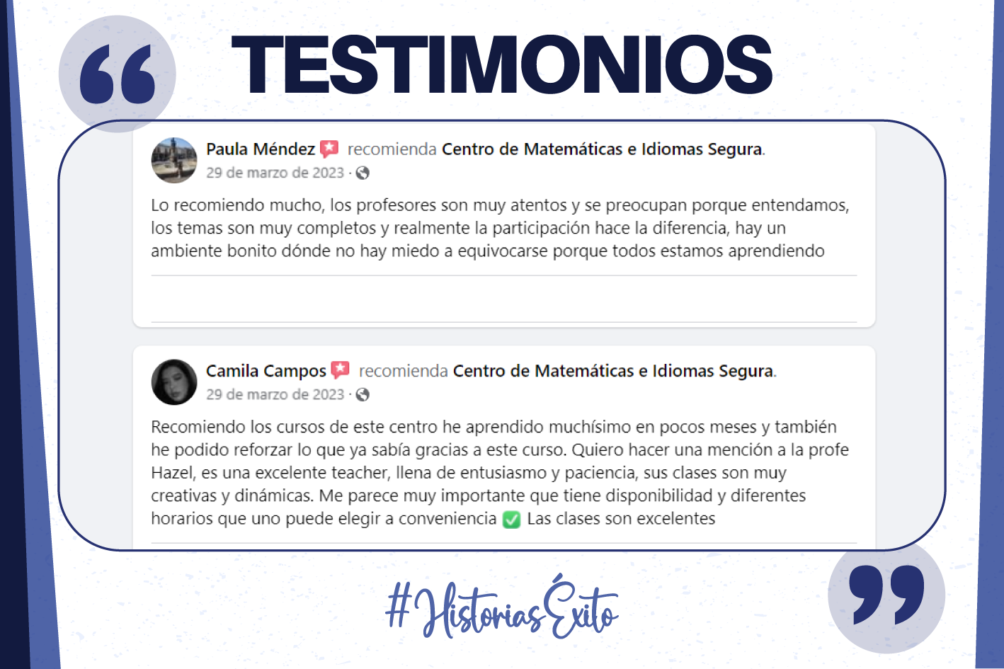 Testimonios inglés